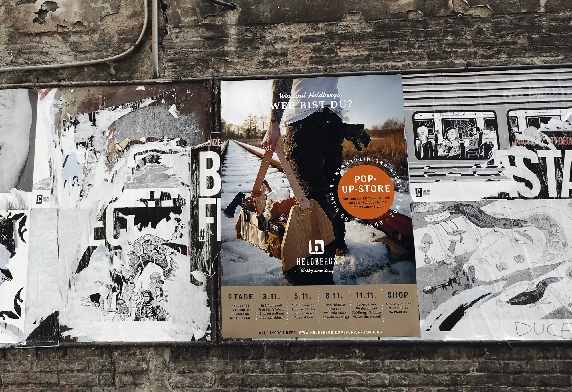 Ein HELDBERGS Pop-up-Store Plakat.