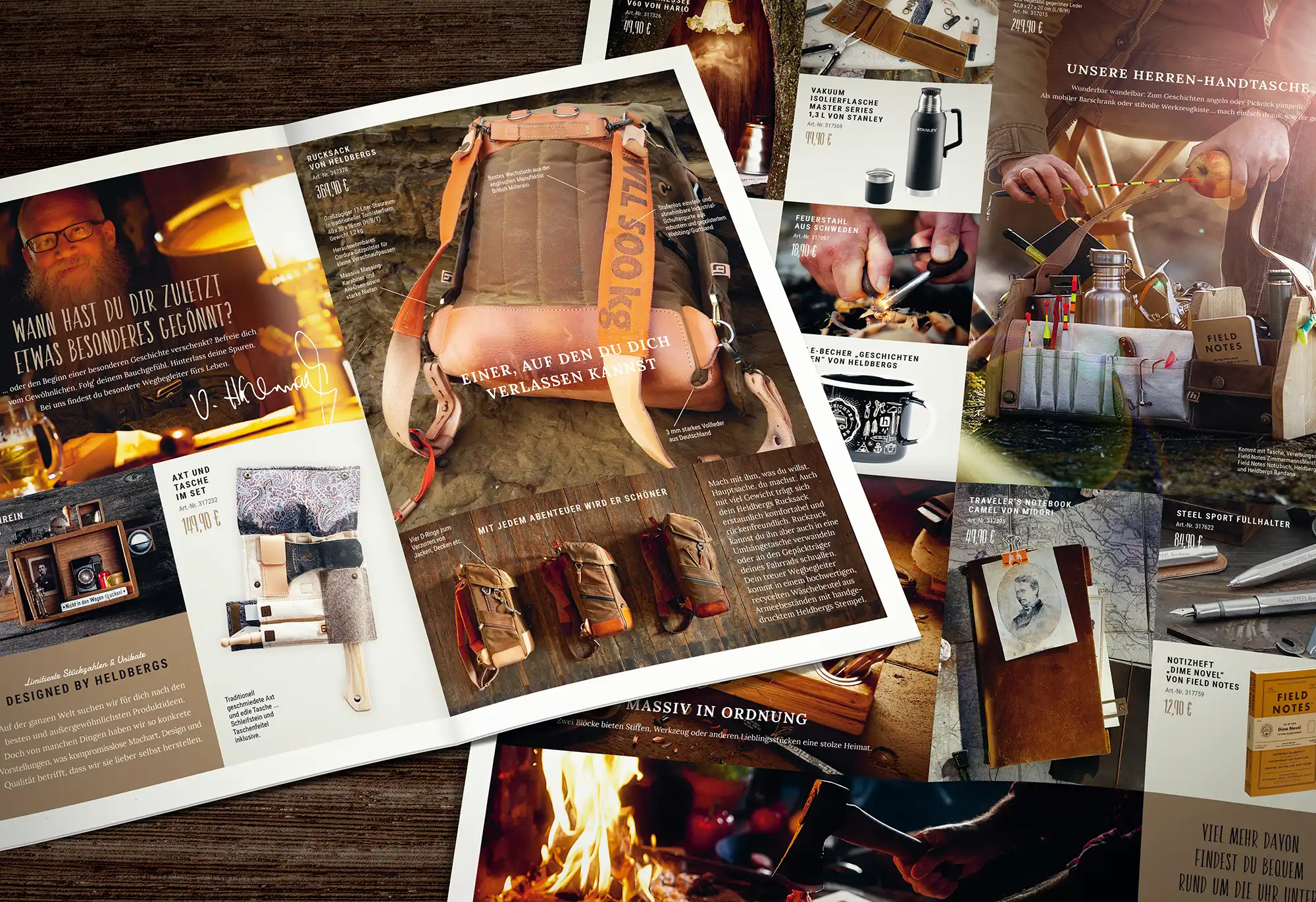 Exemplarische Innenseiten von HELDBERGS-Paketbeilagen.