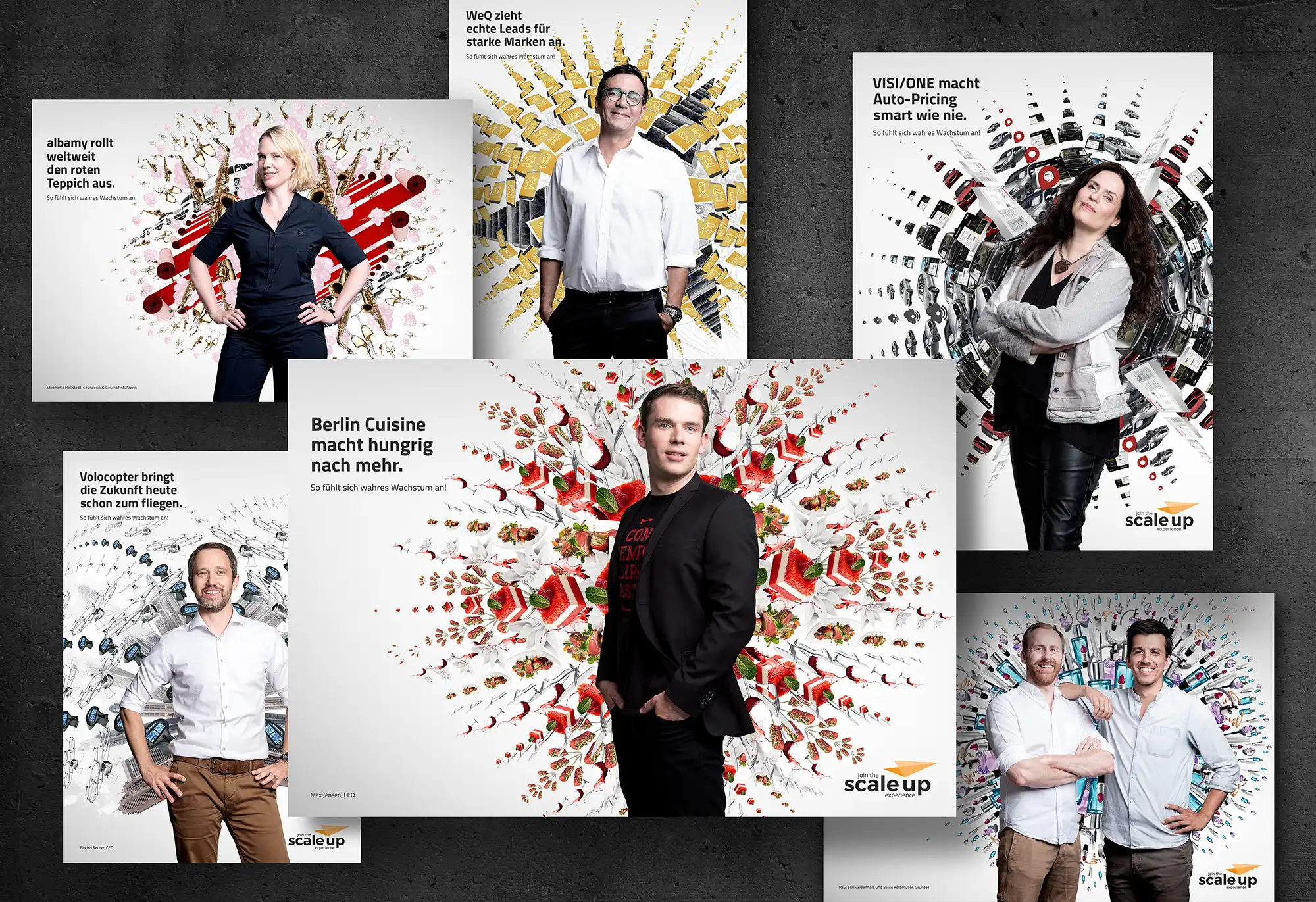 scale-up Kampagne mit sechs exemplarischen Keyvisuals.