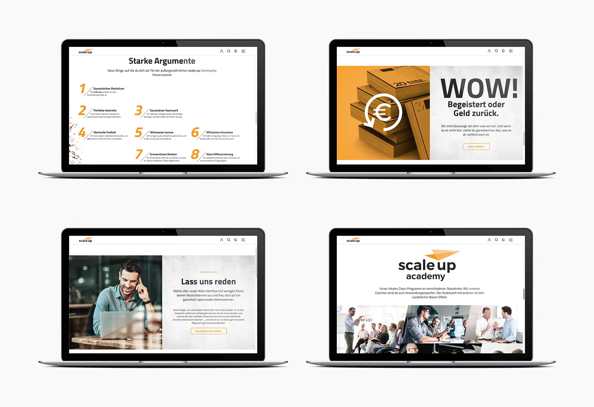 scale-up Website exemplarische Ansichten.