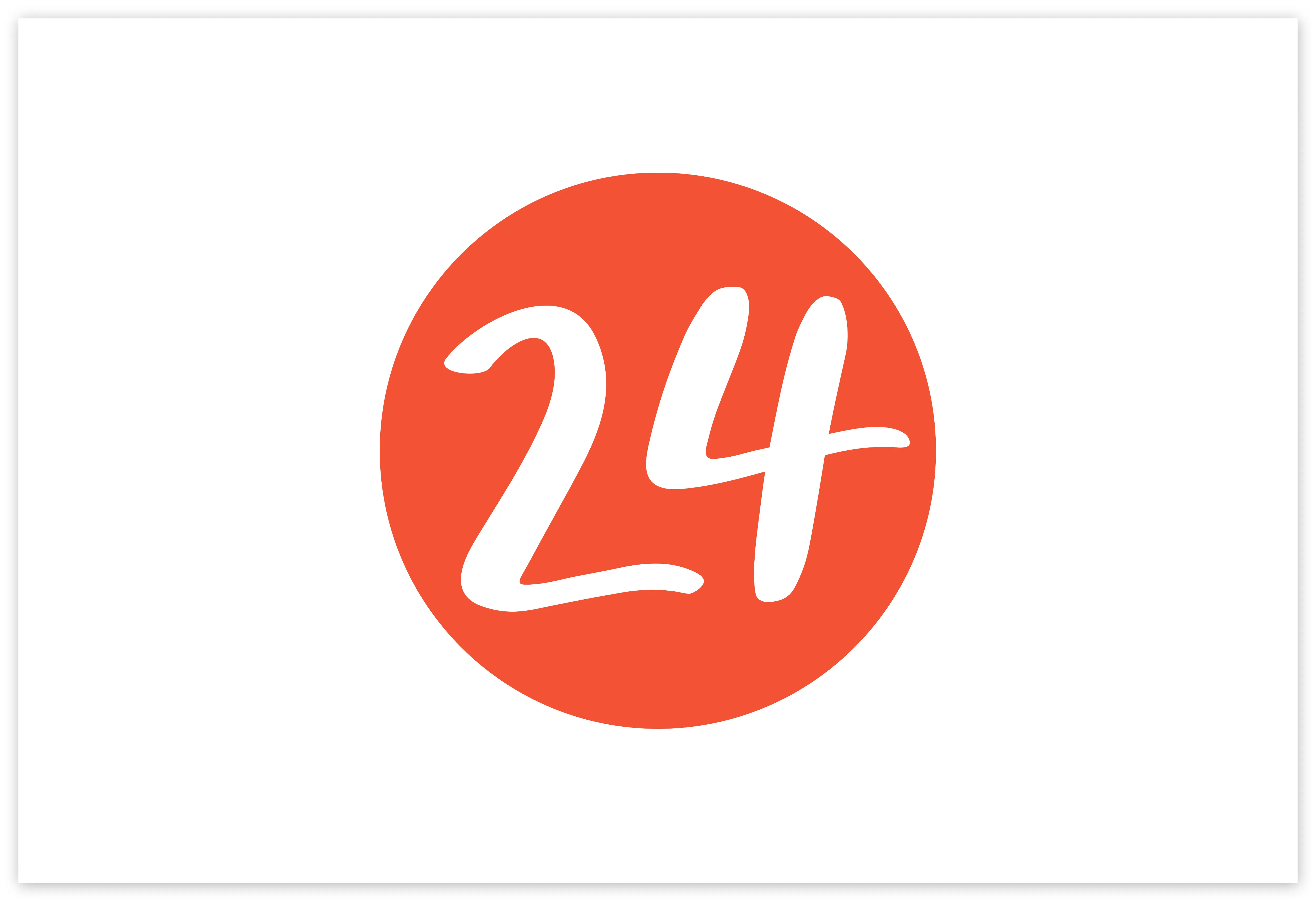 Das home24-Emblem mit der handschriftlichen 24 im roten Kreis.