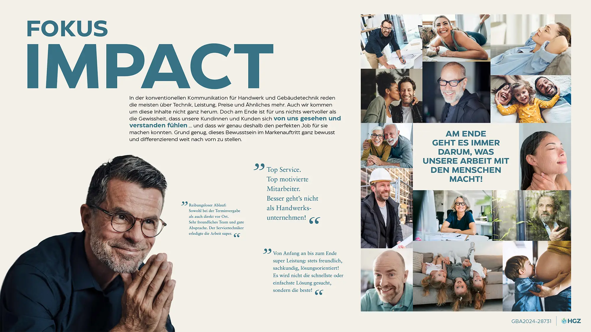 FOKUS IMPACT: In der konventionellen Kommunikation für Handwerk und Gebäudetechnik reden die meisten über Technik, Leistung, Preise und Ähnliches mehr. Auch wir kommen um diese Inhalte nicht ganz herum. Doch am Ende ist für uns nichts wertvoller als die…