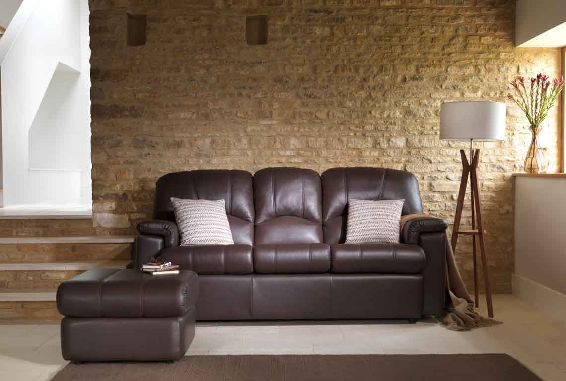 Quality leather suite in room setting