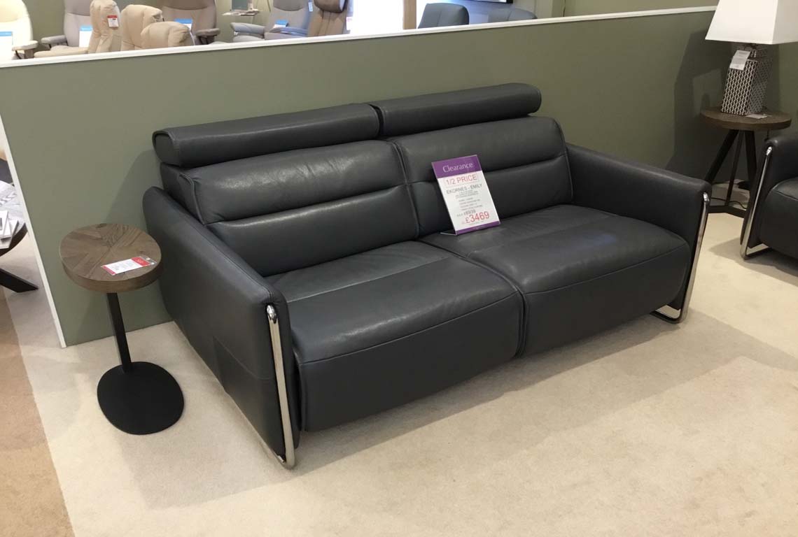 Ekornes Emily 2 Seater Sofa with Narrow Steel Arm & Powered Headrests