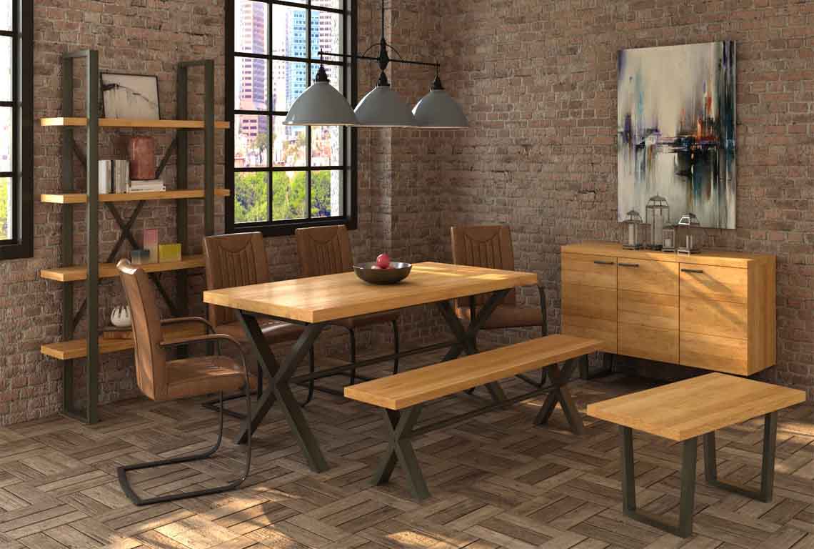 Contemporary dining suite in room setting