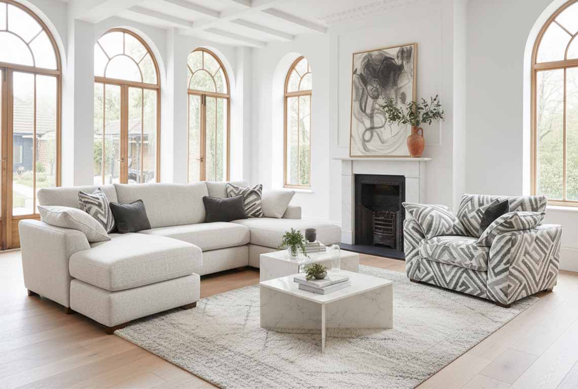 Contemporary suite in room setting