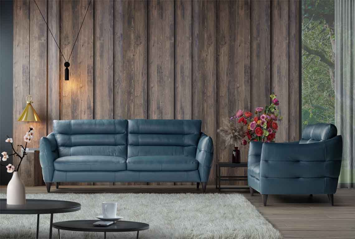 Quality leather suite in room setting
