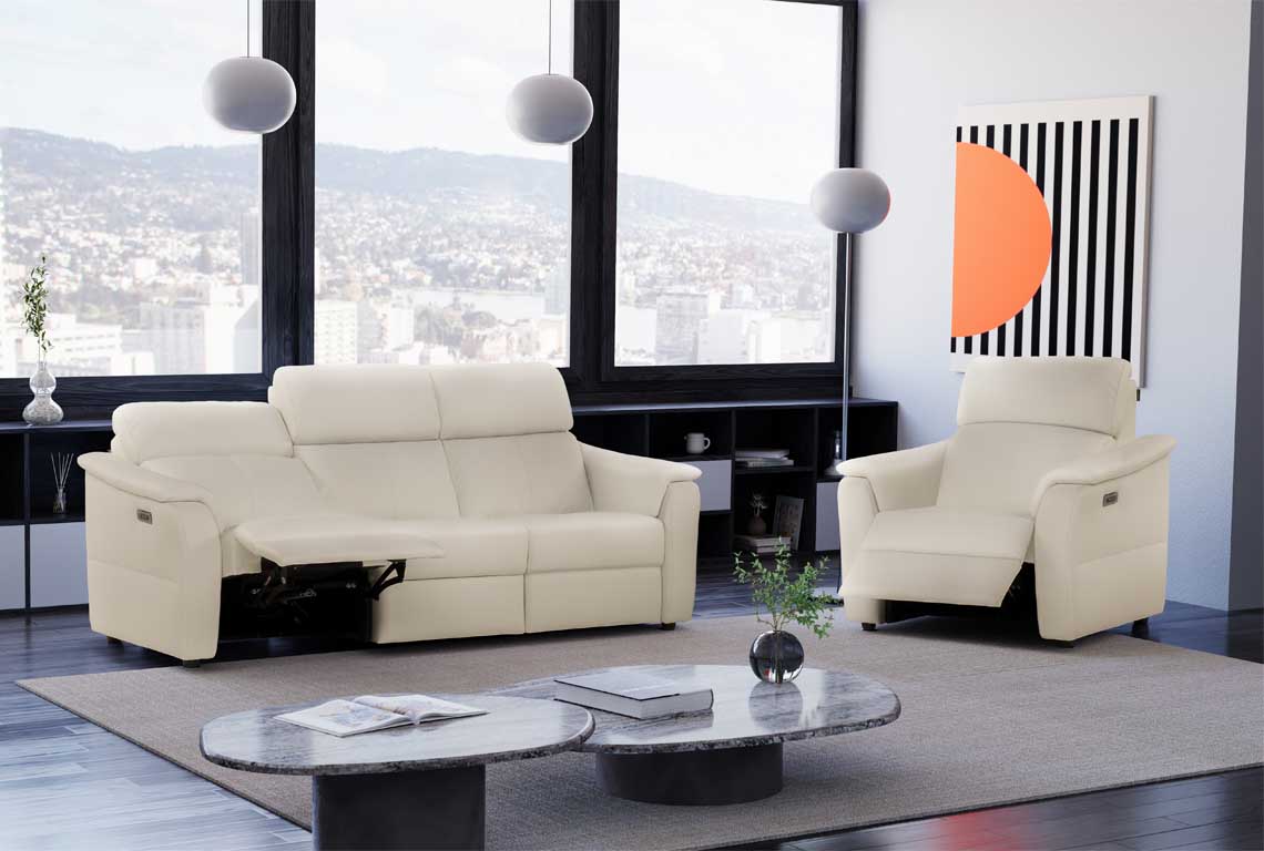 Quality leather suite in room setting