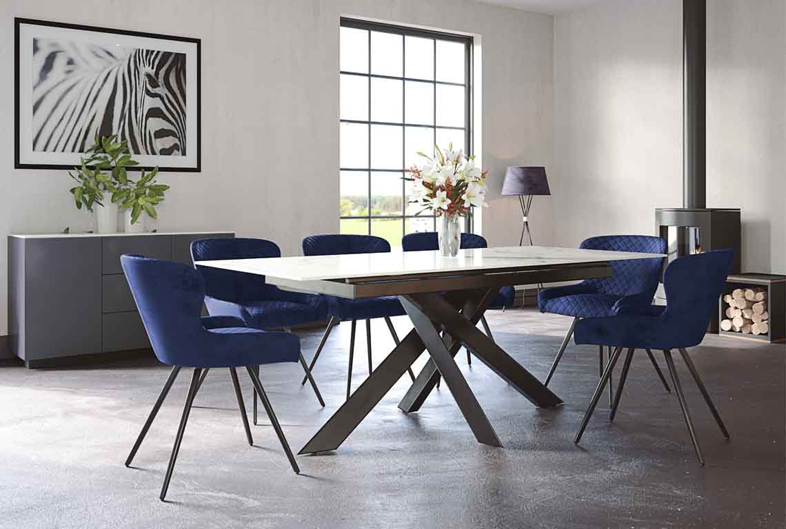 Contemporary dining suite in room setting