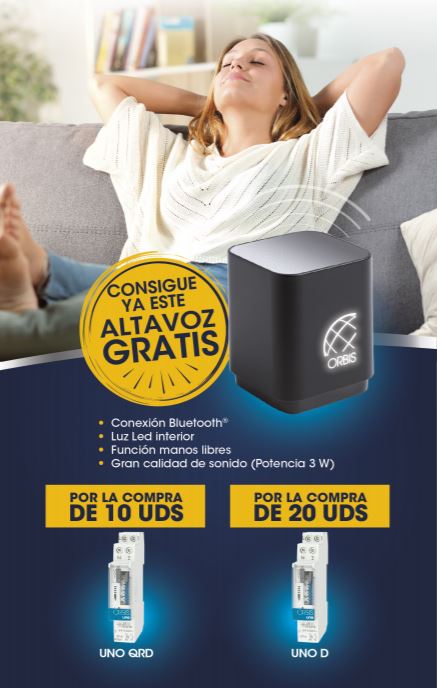 Flyer promoción altavoz gratis Orbis