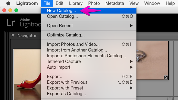 create new lightroom catalog