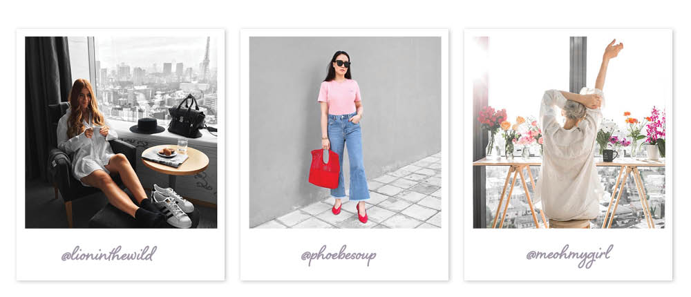 Examples of Instagram models with desaturated backdrops