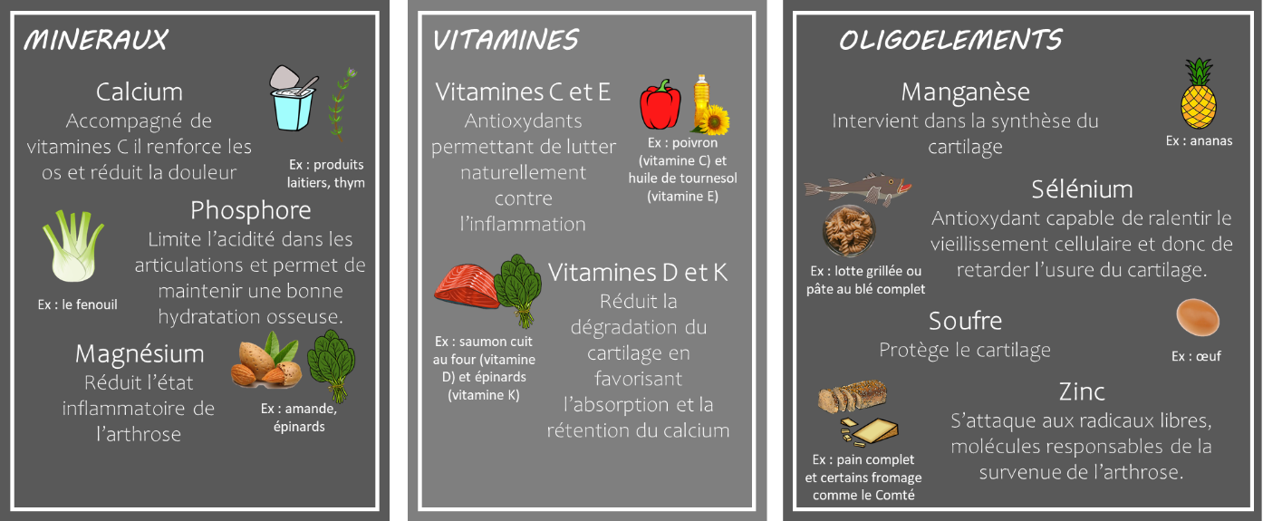 composés organiques présent dans les aliments et ayant un impact sur l'artrose