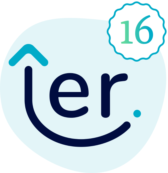 Ezy Raise logo with the number '16' in the top right corner. 16 represents the years of our  fundraising experience.