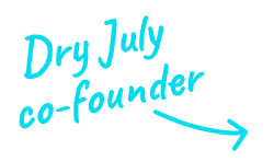 Sketched note with arrow - Dry July co-founder