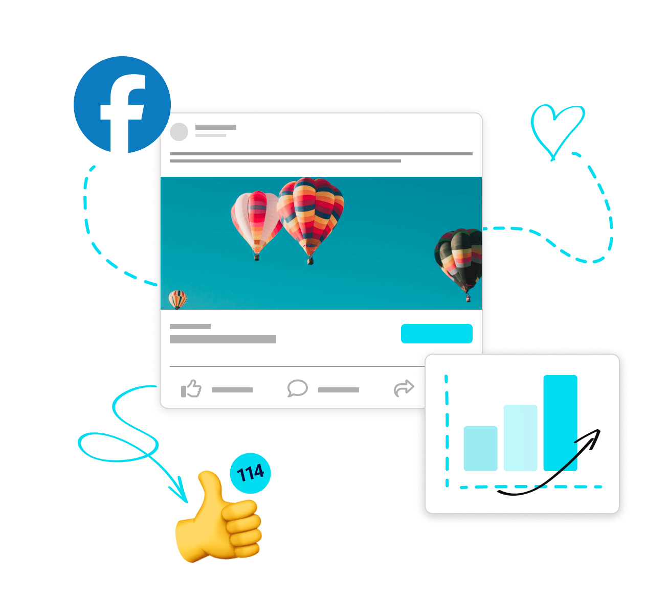 Image that represents the Ezy Raise advertising offering. Facebook ad with likes.
