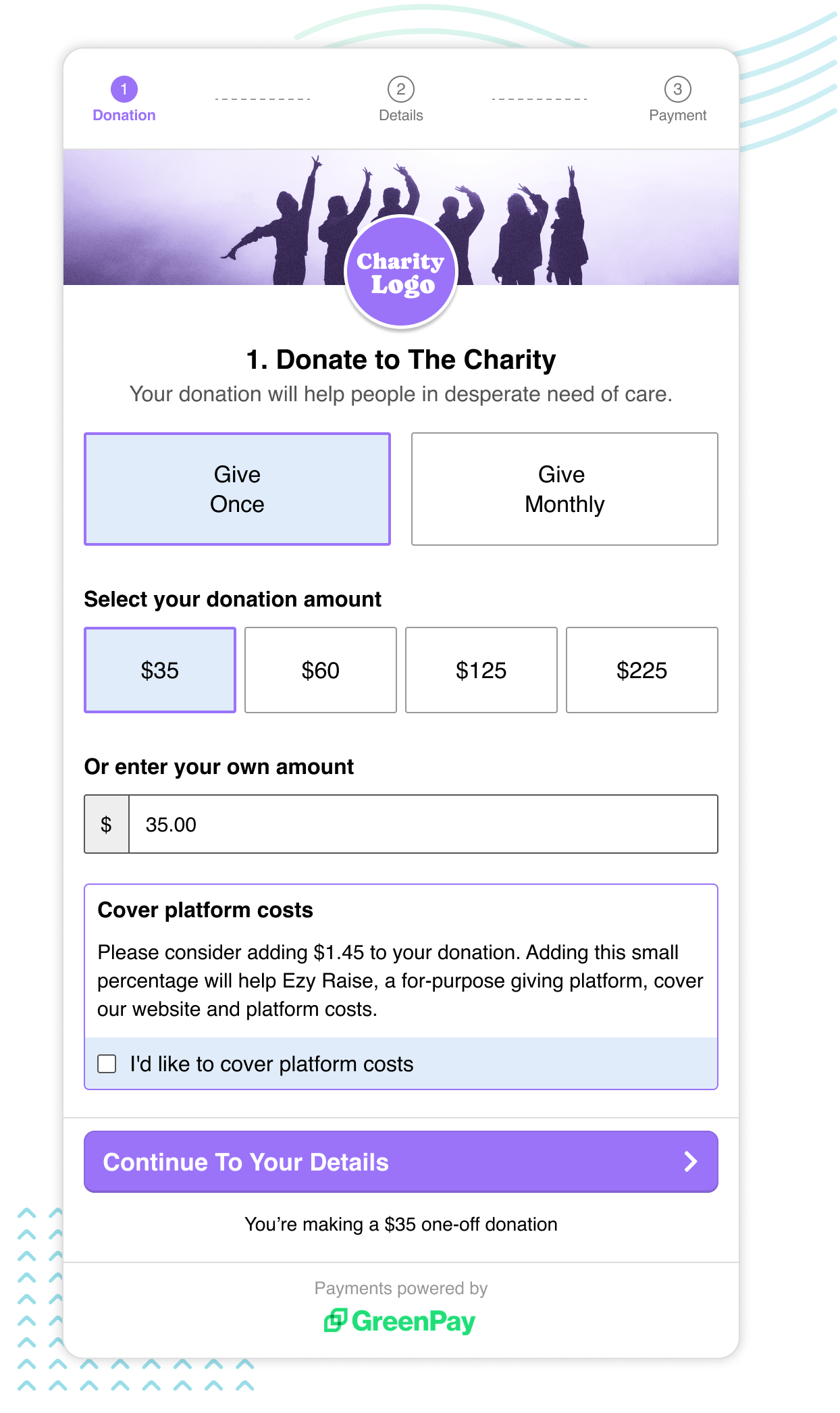 The Ezy Raise donation widget