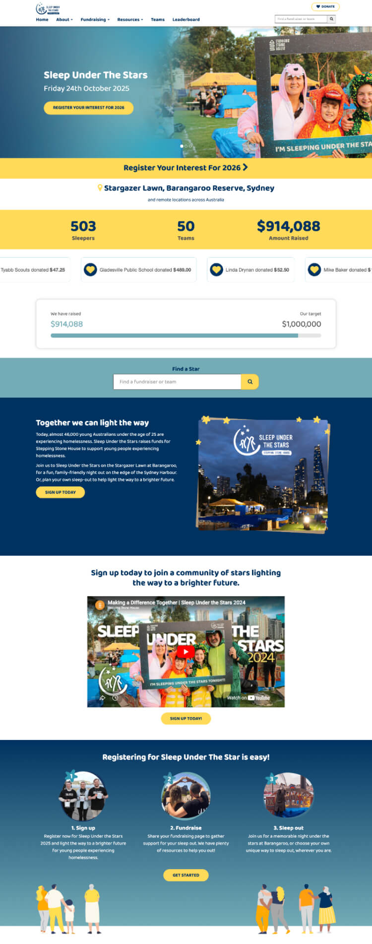 Website page showing example of an Ezy Raise appeal page