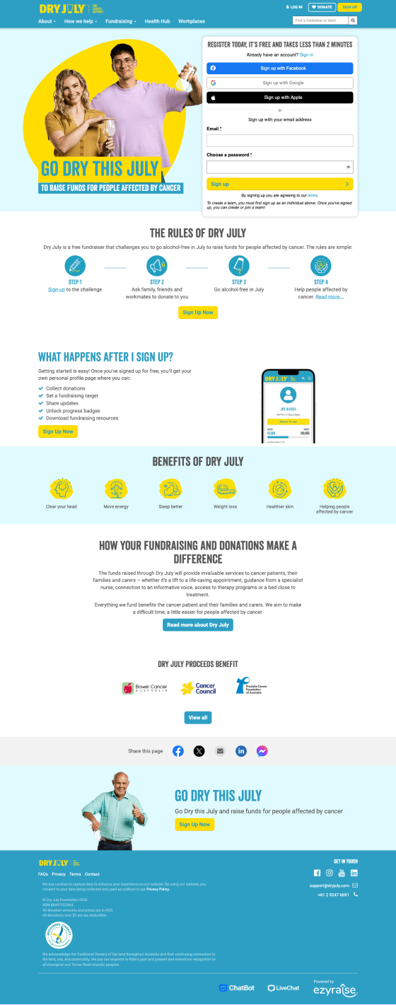 Website page showing example of an Ezy Raise appeal page