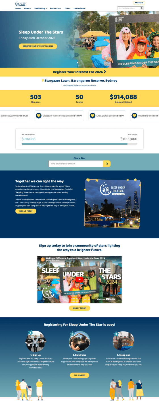 Website page showing example of an Ezy Raise appeal page