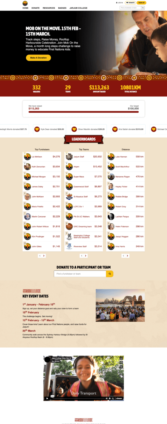 Website page showing example of an Ezy Raise appeal page
