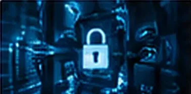Padlock symbol over a dark circuit pattern