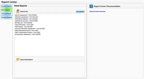 Adult Day Care Software - Report Center Image