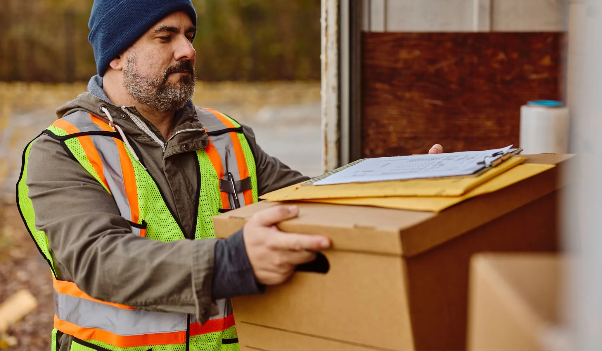 A person holding a cardboard box