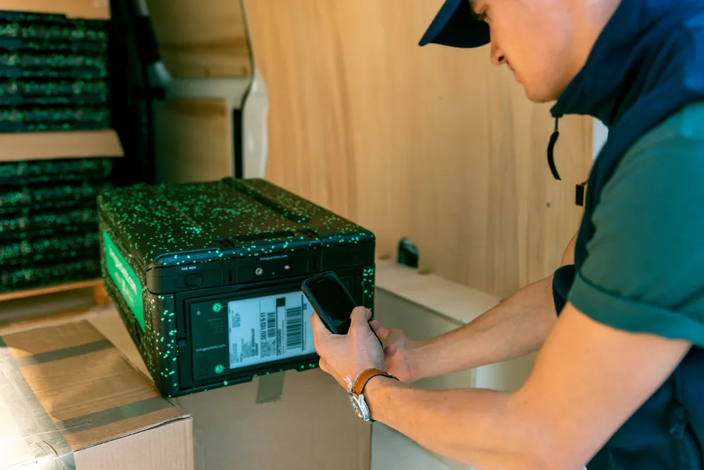THE BOX by LivingPackets being delivered