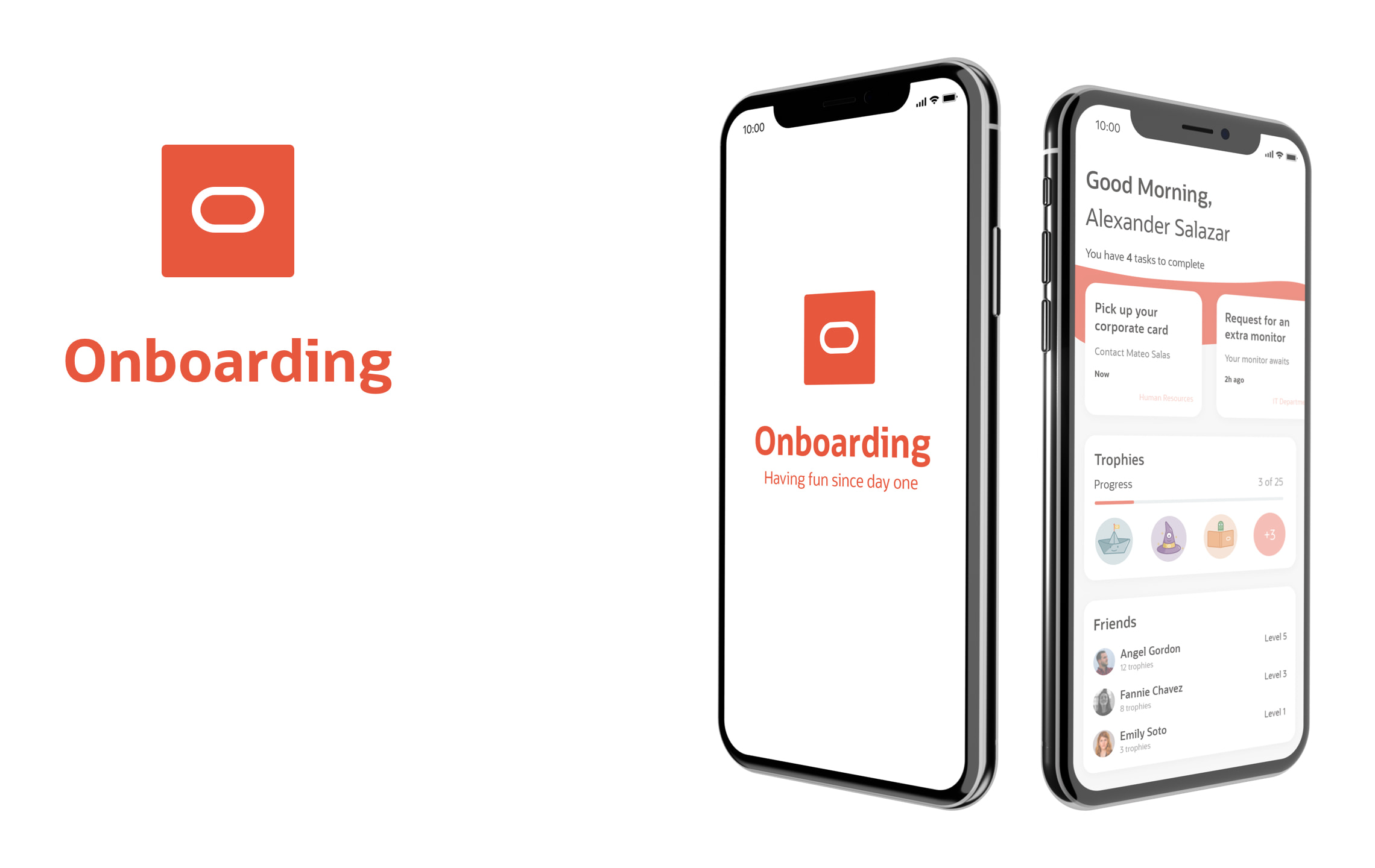 Onboarding logo with Home screen and dashboard screen