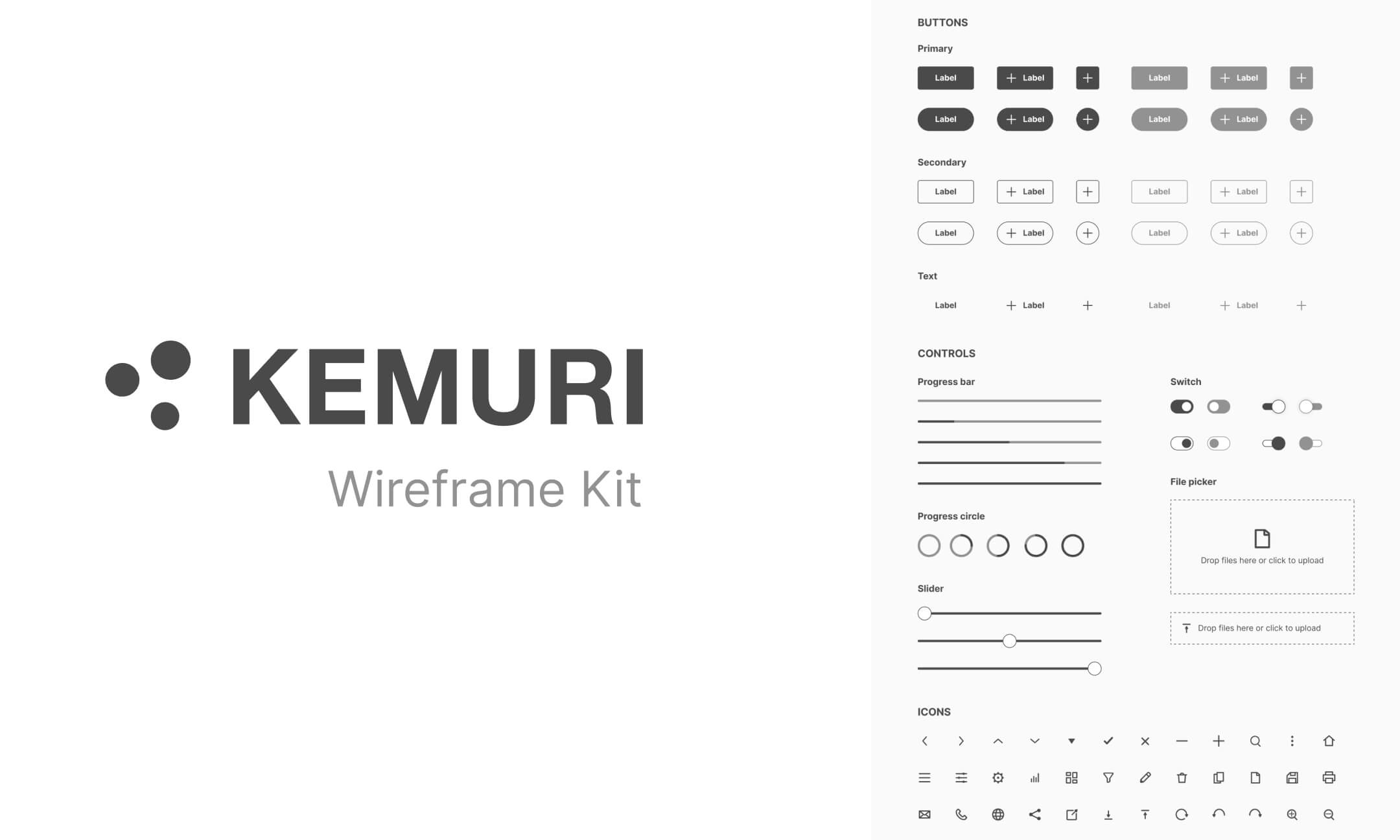 Kemuri wireframe kit cover showcasing some of the components