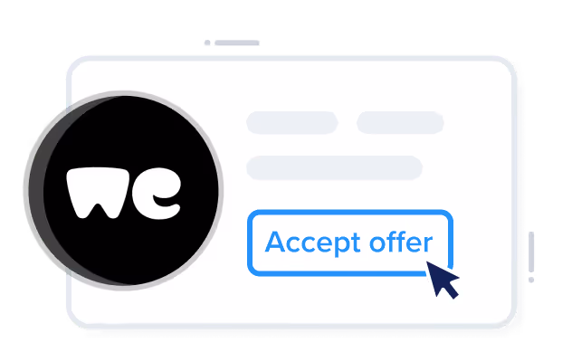 Card showing WeTransfer company offer with call to action “Accept Offer” and confetti.