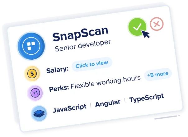 SnapScan company card showing upfront role and salary information.