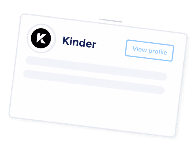 Kinder card with option for developer to view their company profile.