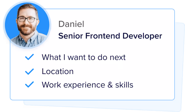 Card showing profile of developer with call to action button “Create Profile”.