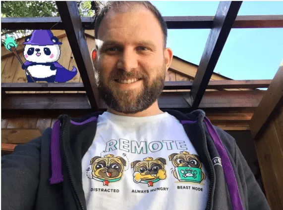 Developer wearing OfferZen swag