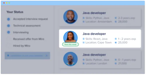 picture with three java developer vacancies and one highlighted