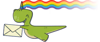 Dinocorn flying with an email