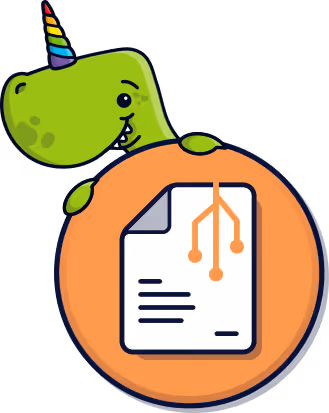 Dinocorn holding an icon of a contract