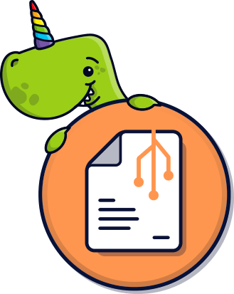 Dinocorn holding an icon of a contract