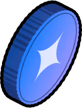 Blue digital coin with a white star-like symbol in the center.