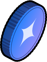 Blue digital coin with a white star-like symbol in the center.