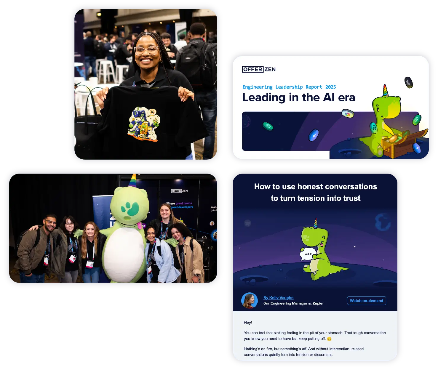 Images showcasing various offerings from the OfferZen newsletter