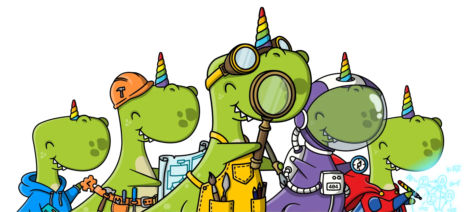 The 5 AI archetypes as Dinocorn