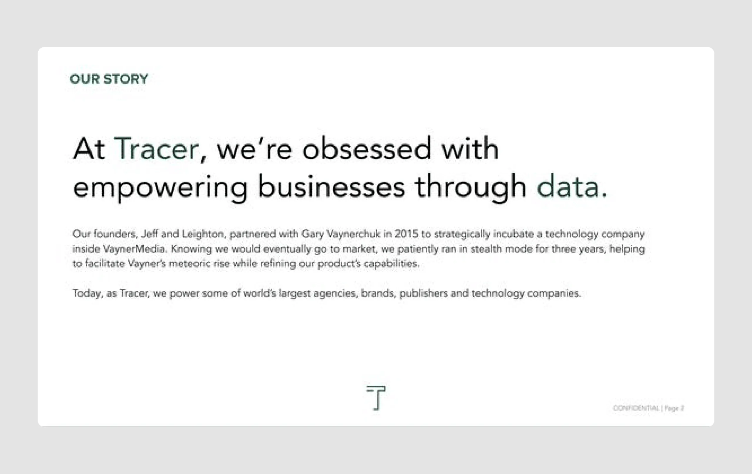 Tracer startup pitch deck example