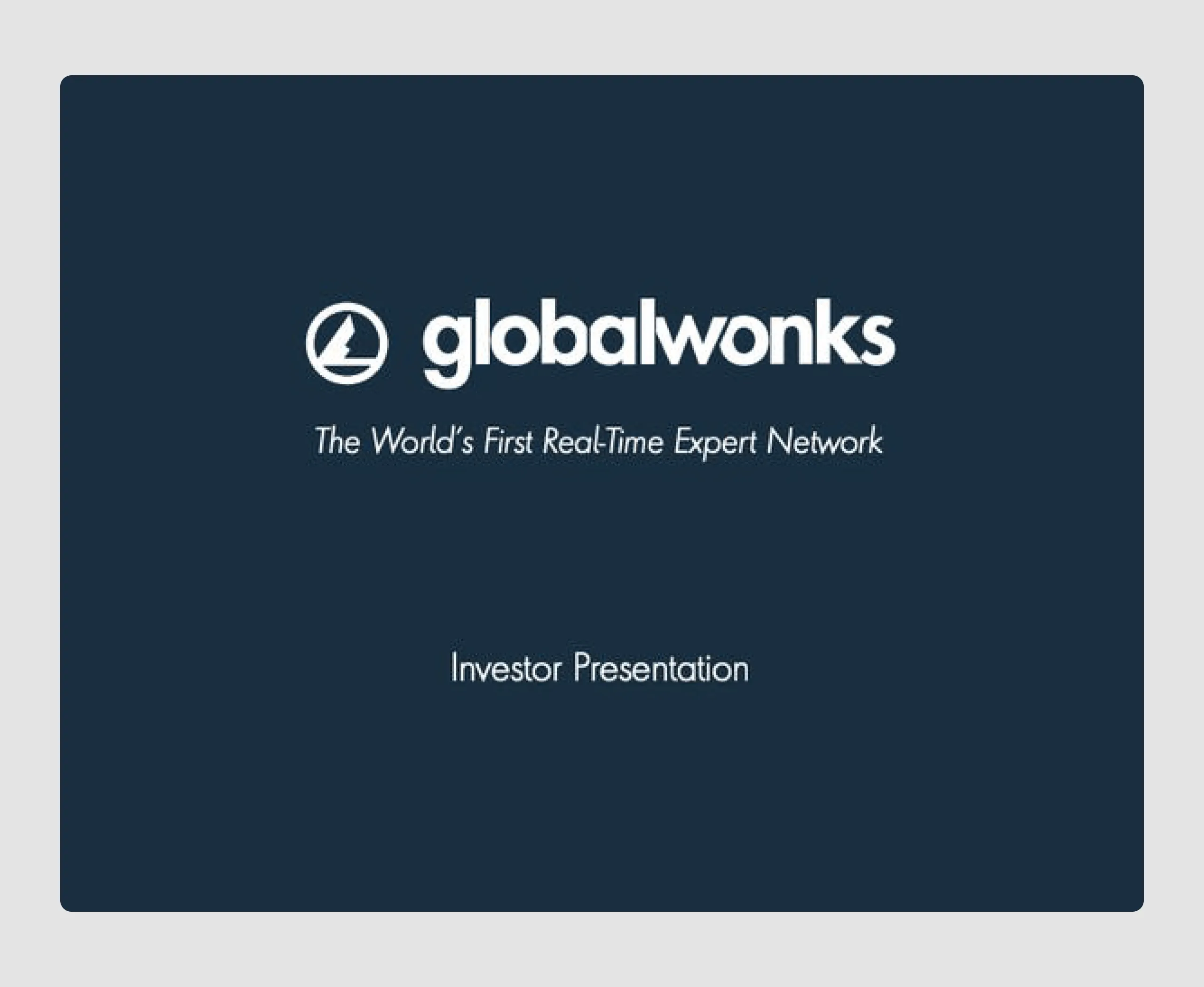 GlobalWonk pitch deck design