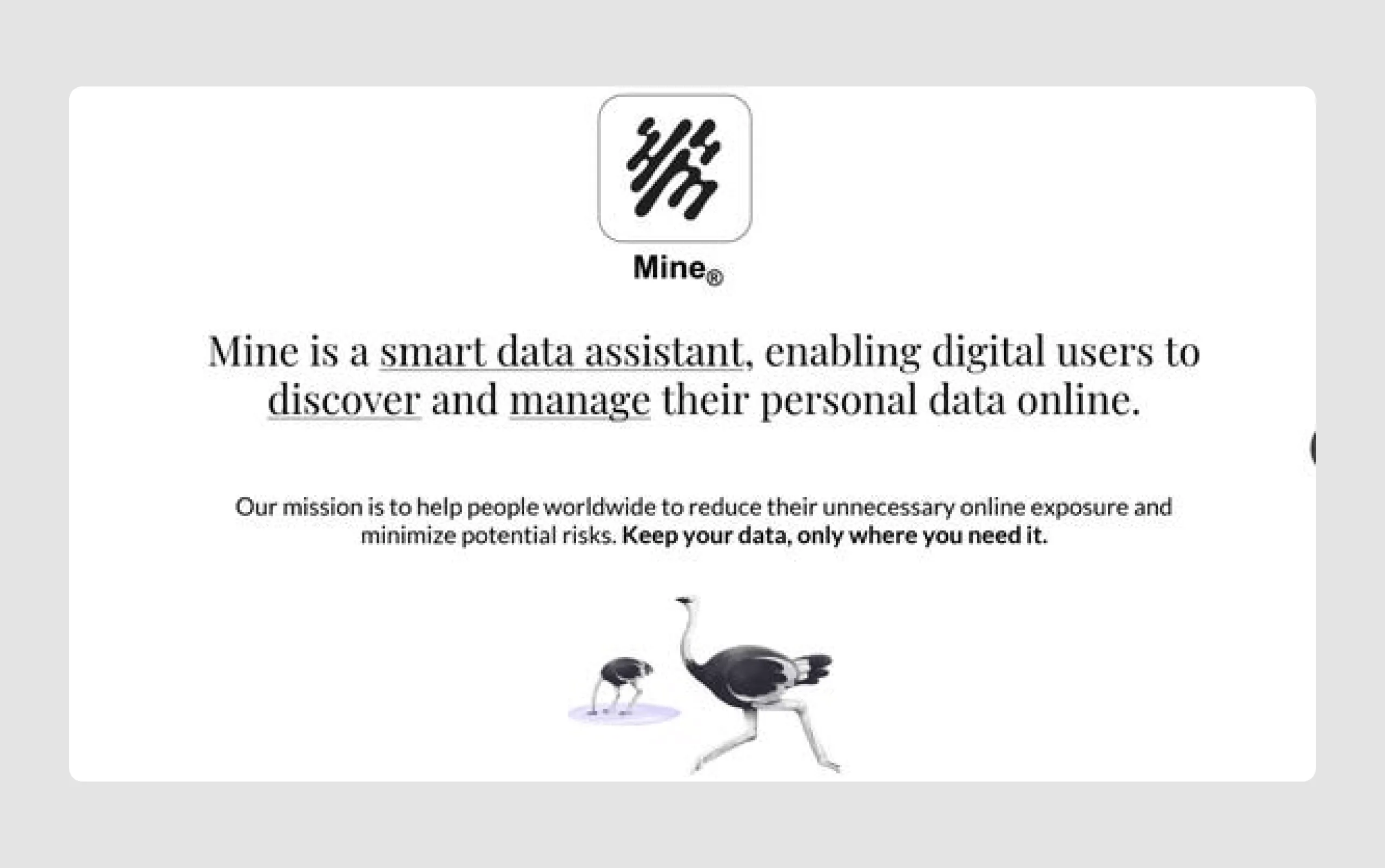 Mine pitch deck, example of a final slide