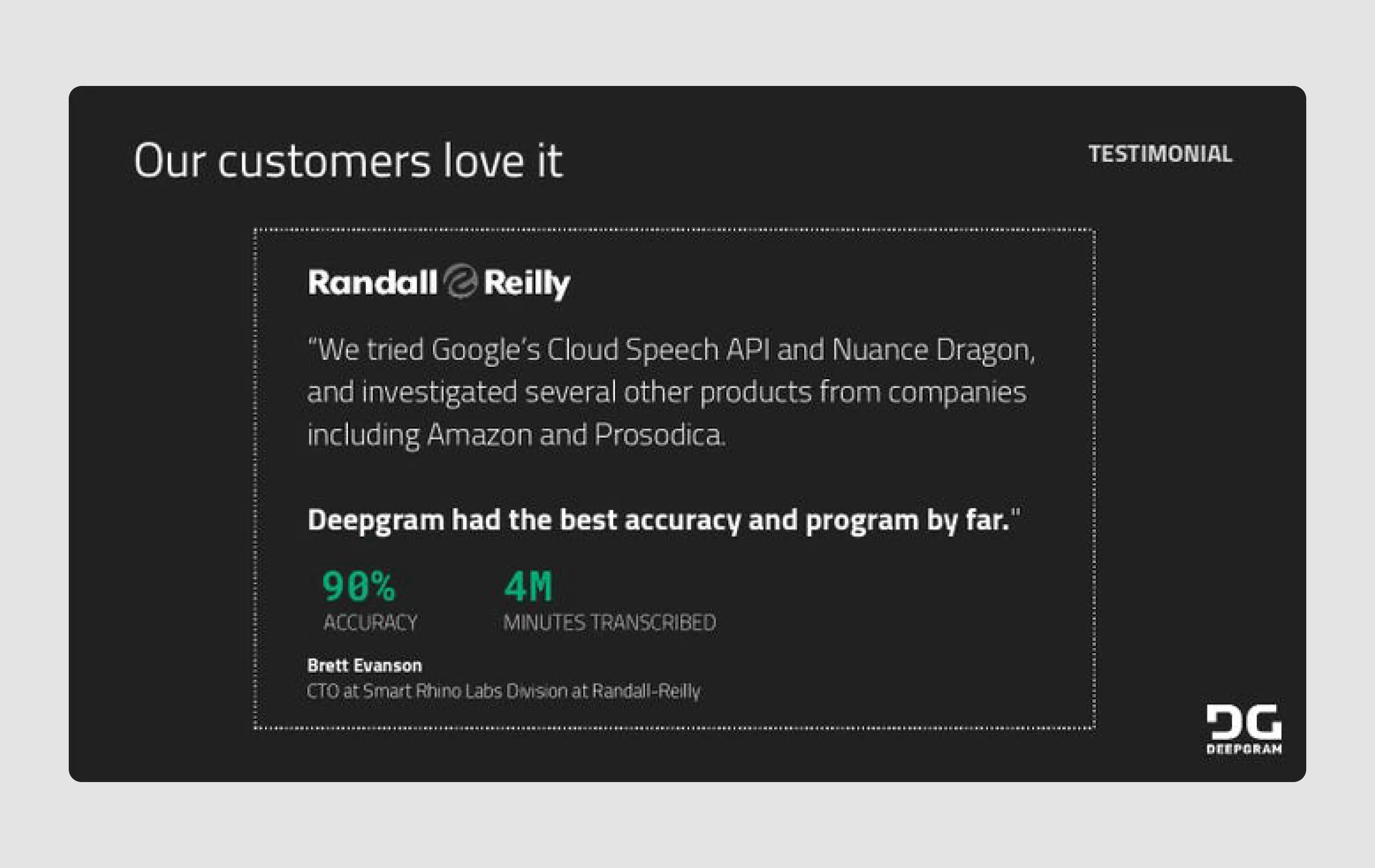 Seed round pitch deck example of Deepgram