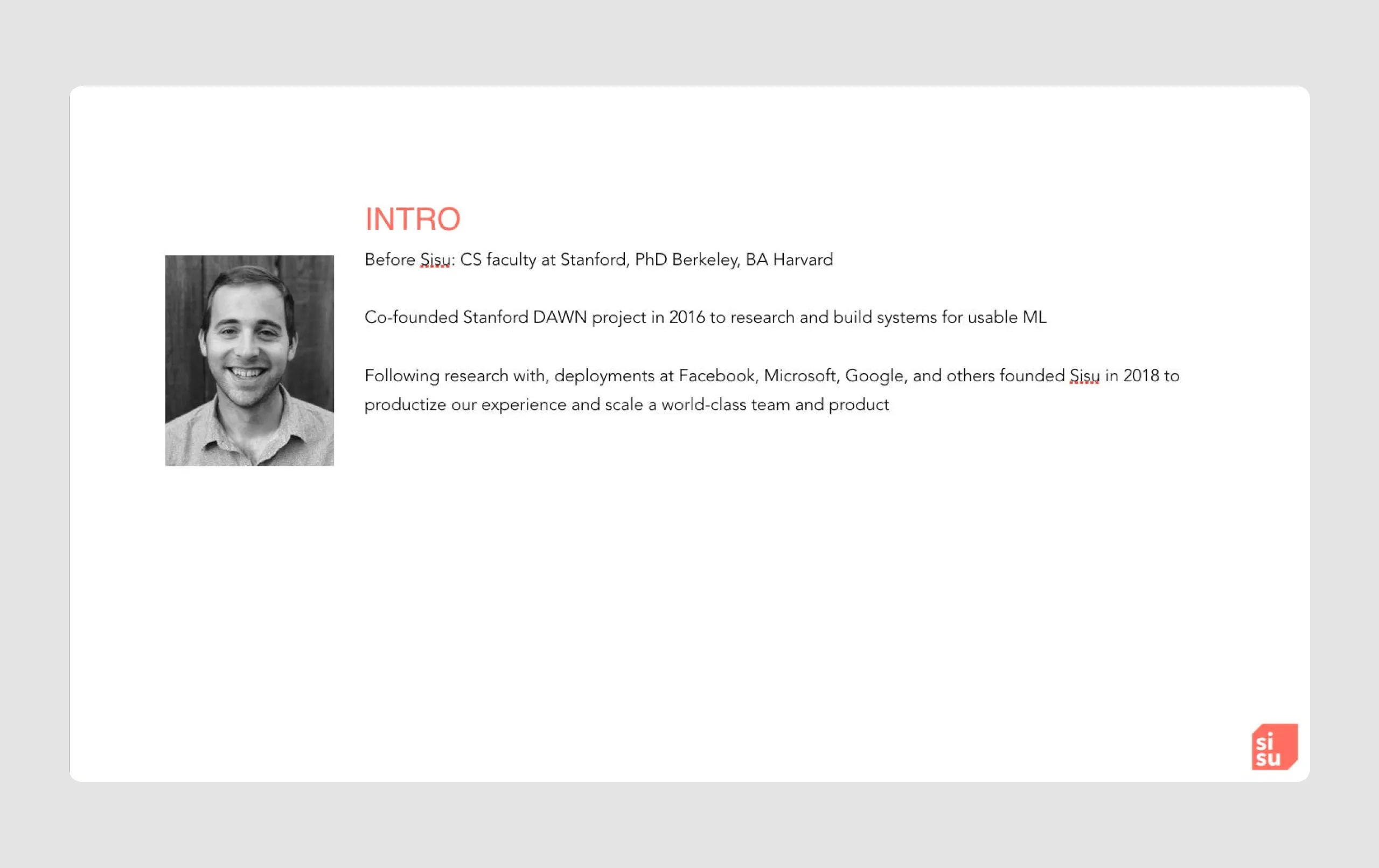 Sisu pitch deck for startup