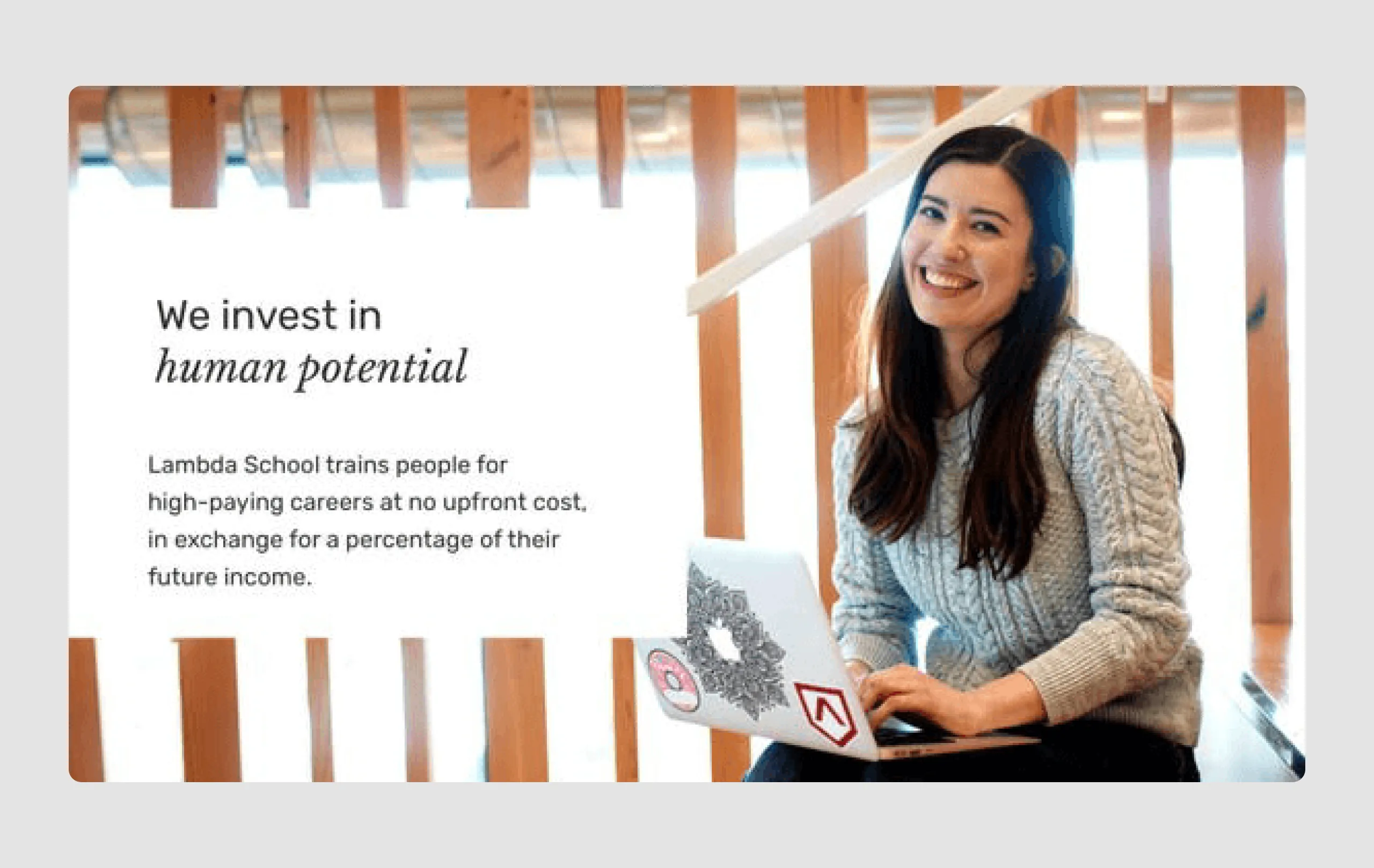 Lambda school pitch deck, example of a final slide